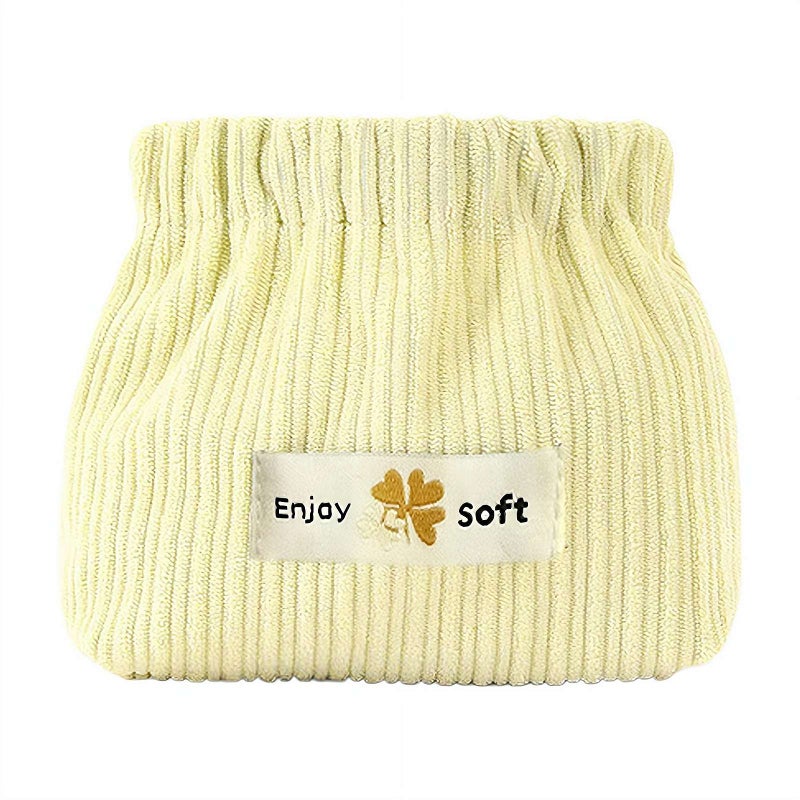 Corduroy Elastic Storage Bag, Mini Travel Cosmetic Bag, Portable Makeup StorageBag Hair Tie Organizer Storage Clutch, Cute Hair Clips Jewelry Organizer for Women (Beige 1pcs-L) - Image 1